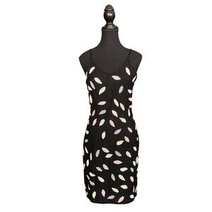 Vintage 90s Beaded Slip Dress Black Mini Y2K Aesthetic Fairycore Party Dress